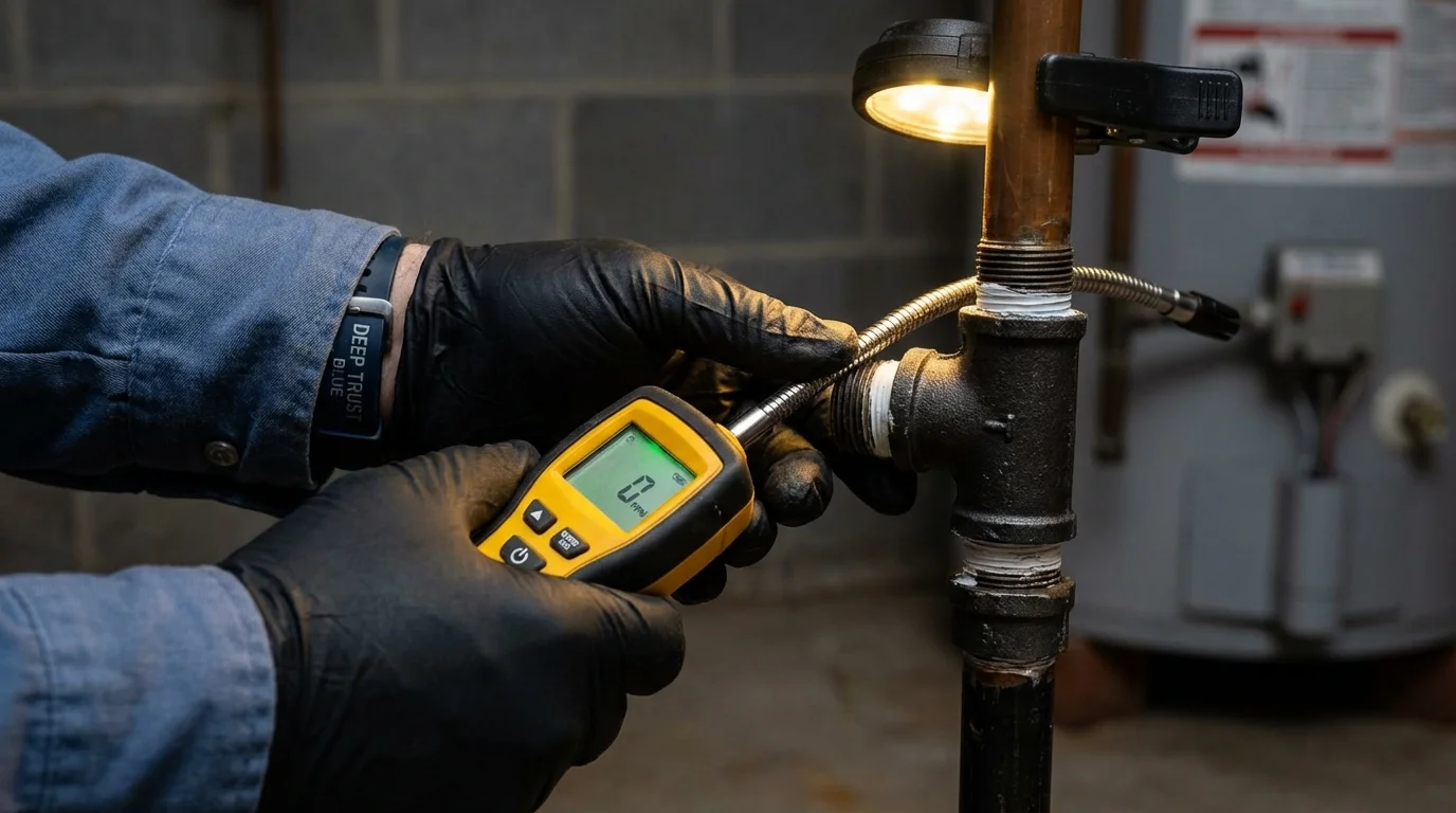Gas leak detection with electronic sniffer by Johns Plumbing LLC in Niagara Falls