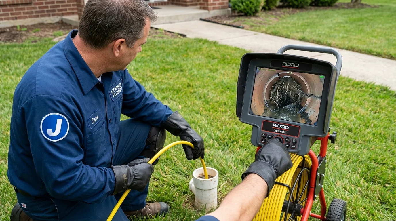Sewer camera inspection being performed by Johns Plumbing LLC in Niagara Falls