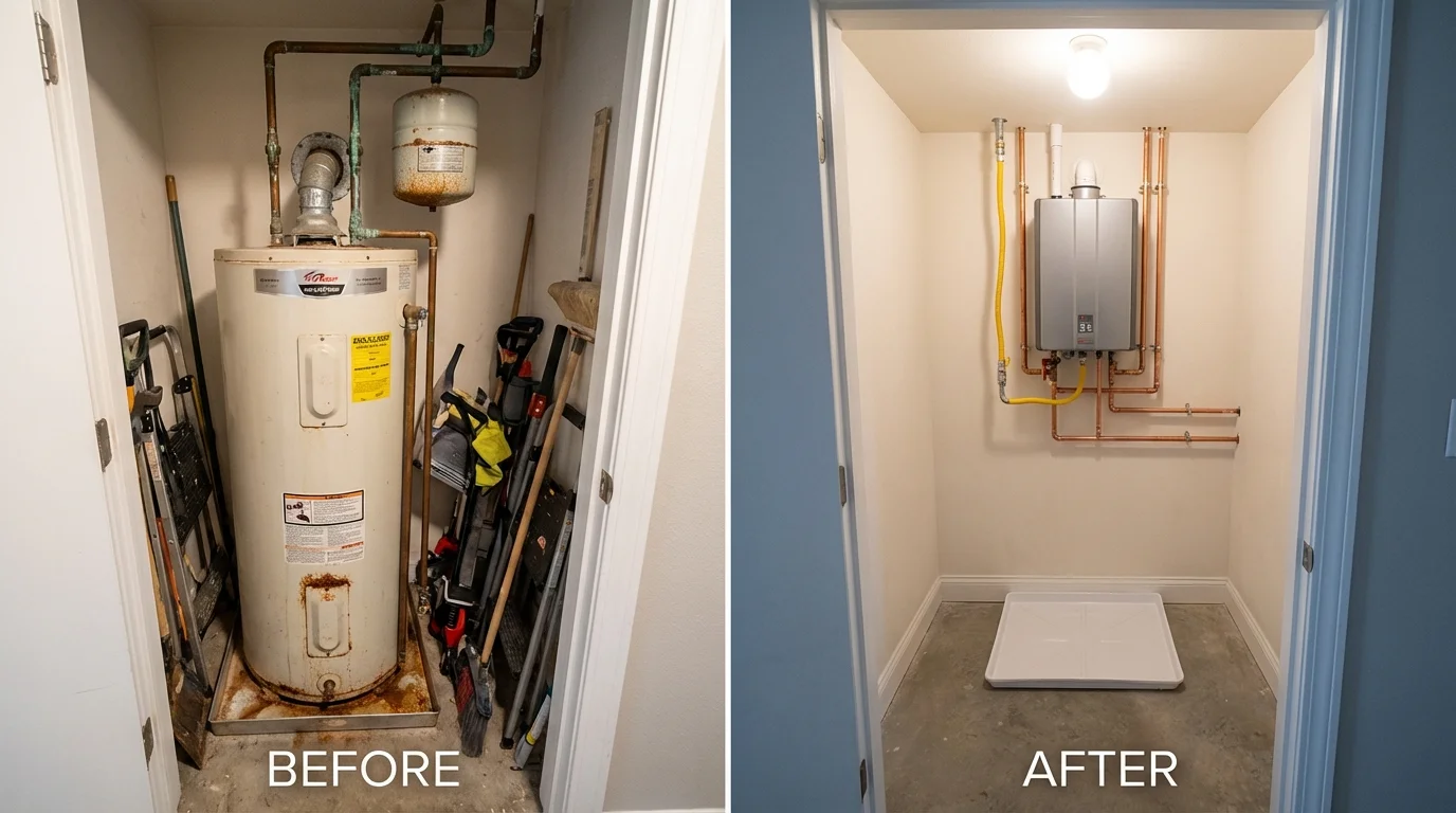 Tank water heater versus wall-mounted tankless unit comparison for Niagara Falls, NY homeowners